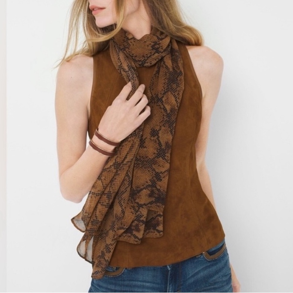 WHBM SNAKESKIN PRINT OBLONG SCARF